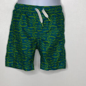 Lands end toddler boys green alligator print swim trunks Sz 4T